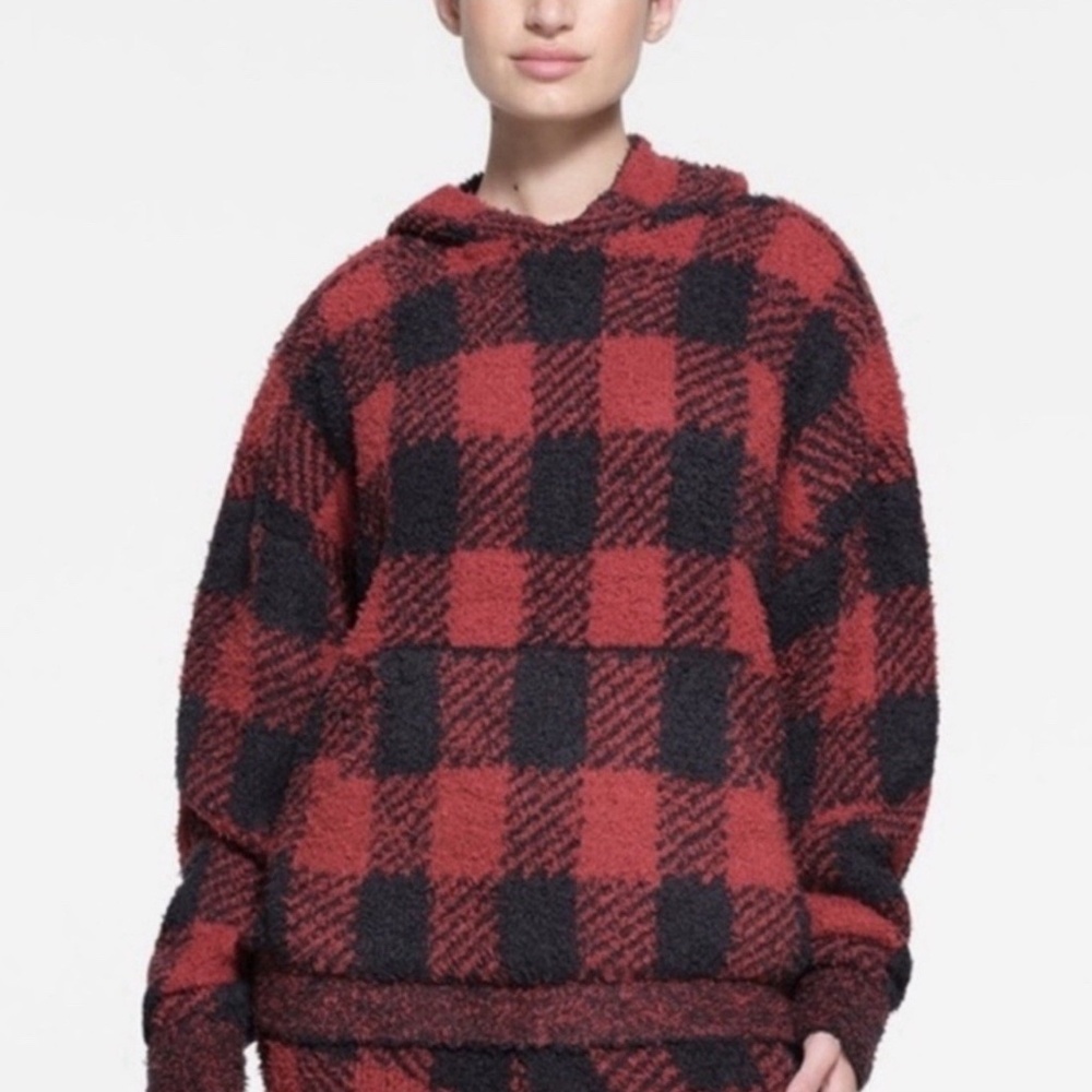 NWT Skims Cozy Knit Plaid Hoodie Unisex - Picture 2 of 5
